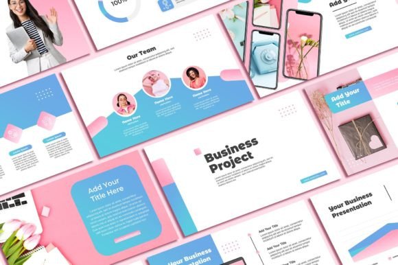 Designing with a Splash: The Pink Blue Powerpoint Template Aesthetic