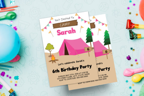 Pink Camping Tent Party Invitation: A Whimsical Template for Outdoor Celebrations